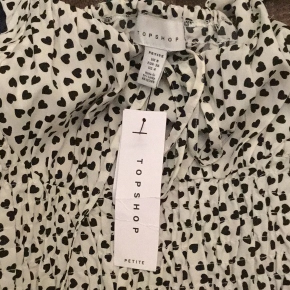 NWT Topshop Black & White 🖤 Print Shirred Cami Peplum Top 4P - Picture 8 of 10